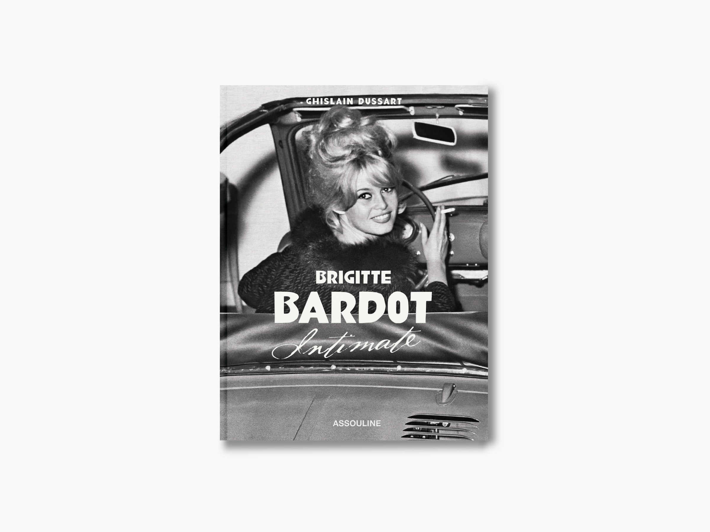 Brigitte Bardot Intimate book cover showing Bardot in a vintage car
