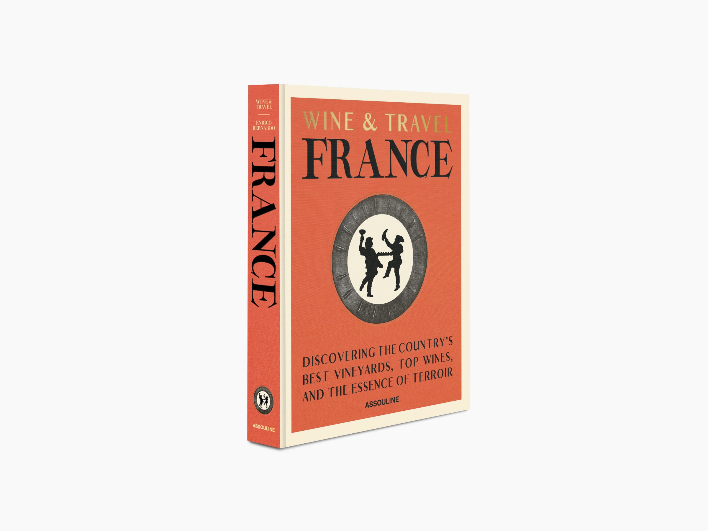 Angled view of Wine & Travel France book showing orange cover and FRANCE on the spine.
