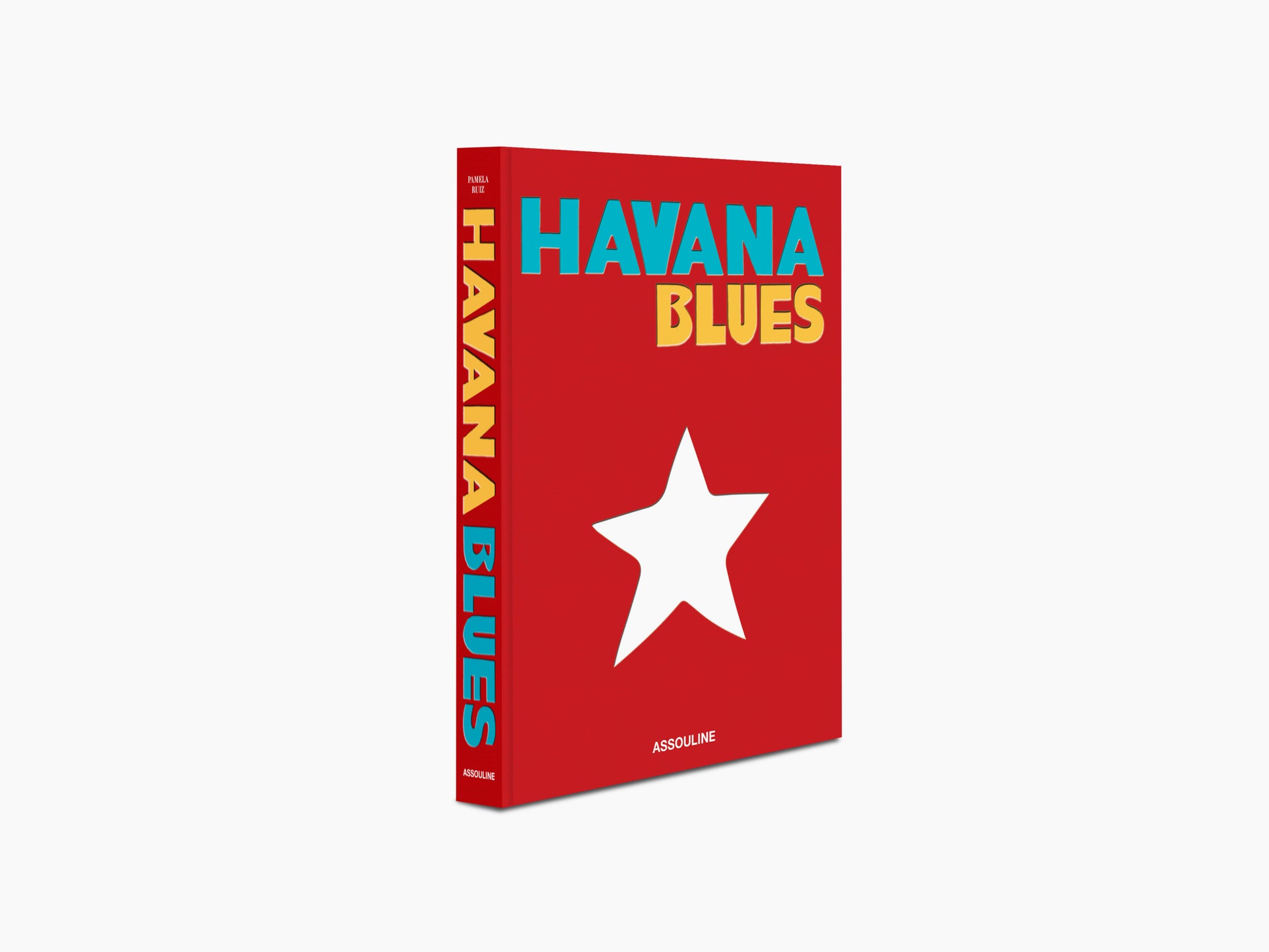 Havana Blues book displayed at an angle with red cover and a vertical spine reading HAVANA BLUES.