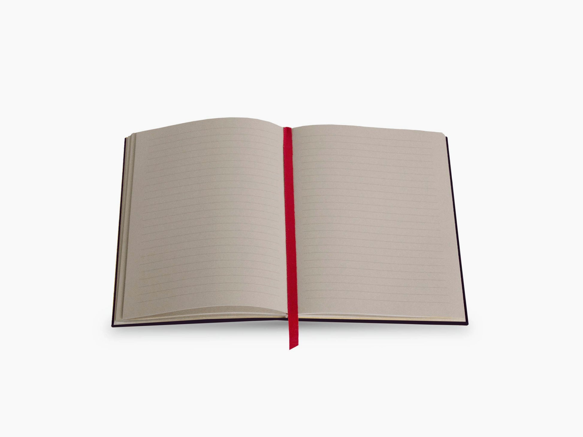 Open Inspirations Notebook with cream lined pages and a red ribbon bookmark
