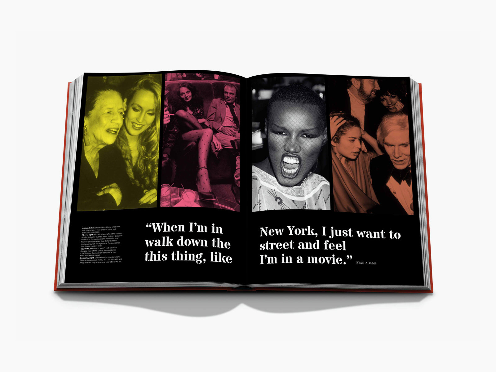 Two-page spread featuring a collage of celebrity portraits across both pages