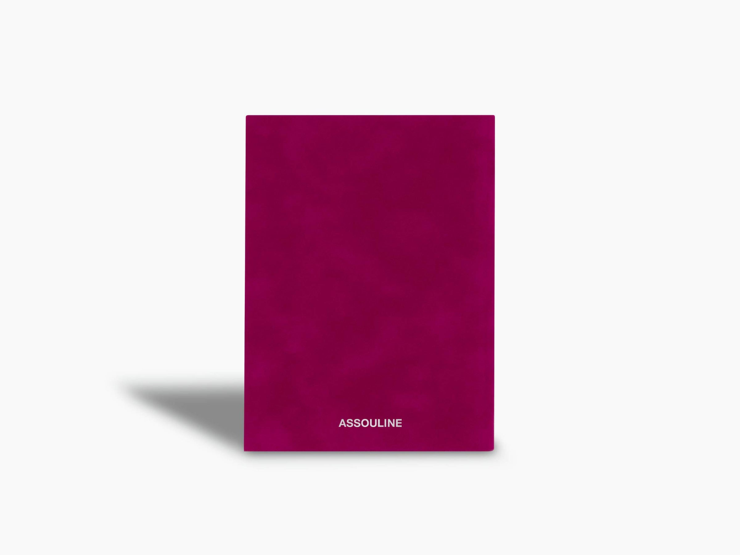 Magenta Assouline Obsessions notebook shown front on with branding at the bottom
