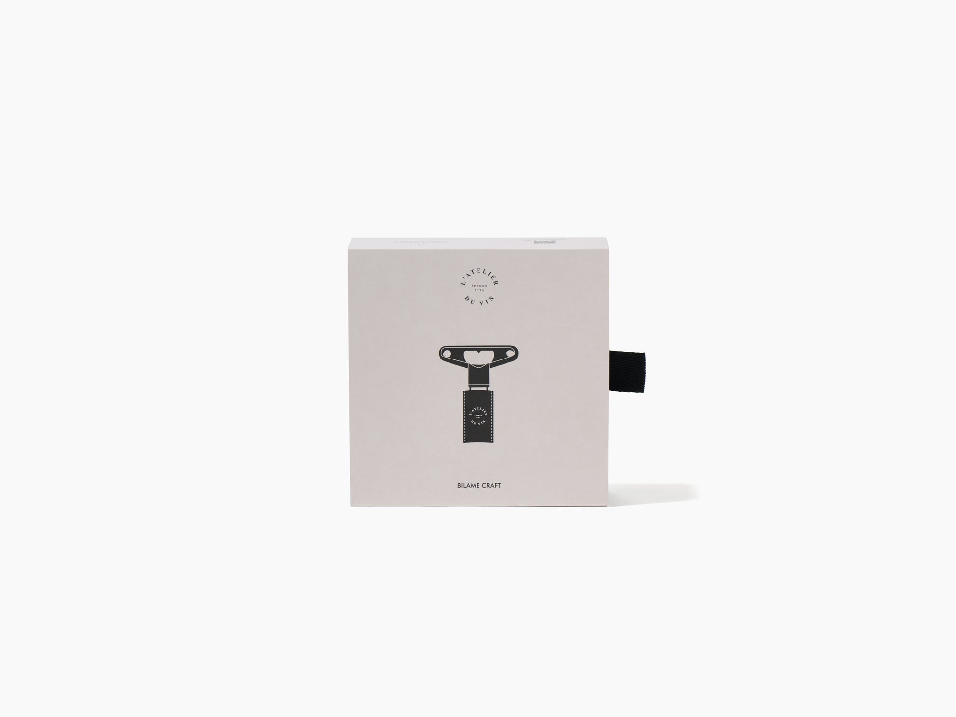 Gray Bilame Craft box with corkscrew illustration and a black side pull tab