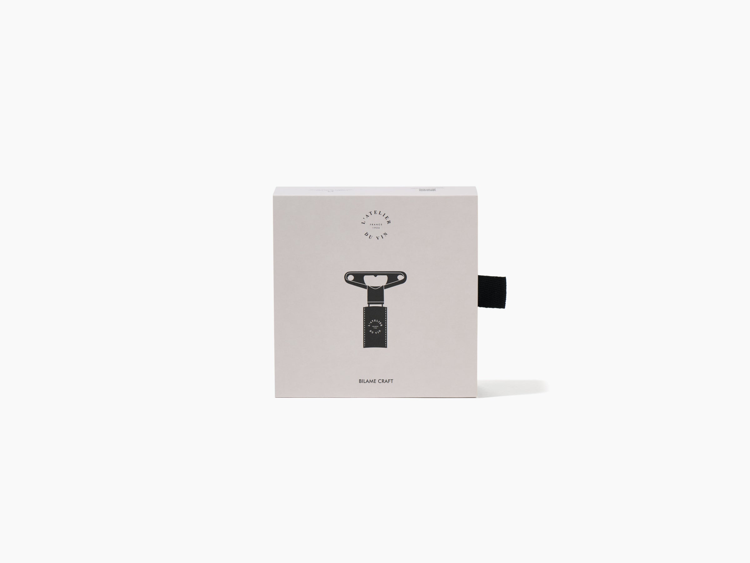Gray Bilame Craft box with corkscrew illustration and a black side pull tab