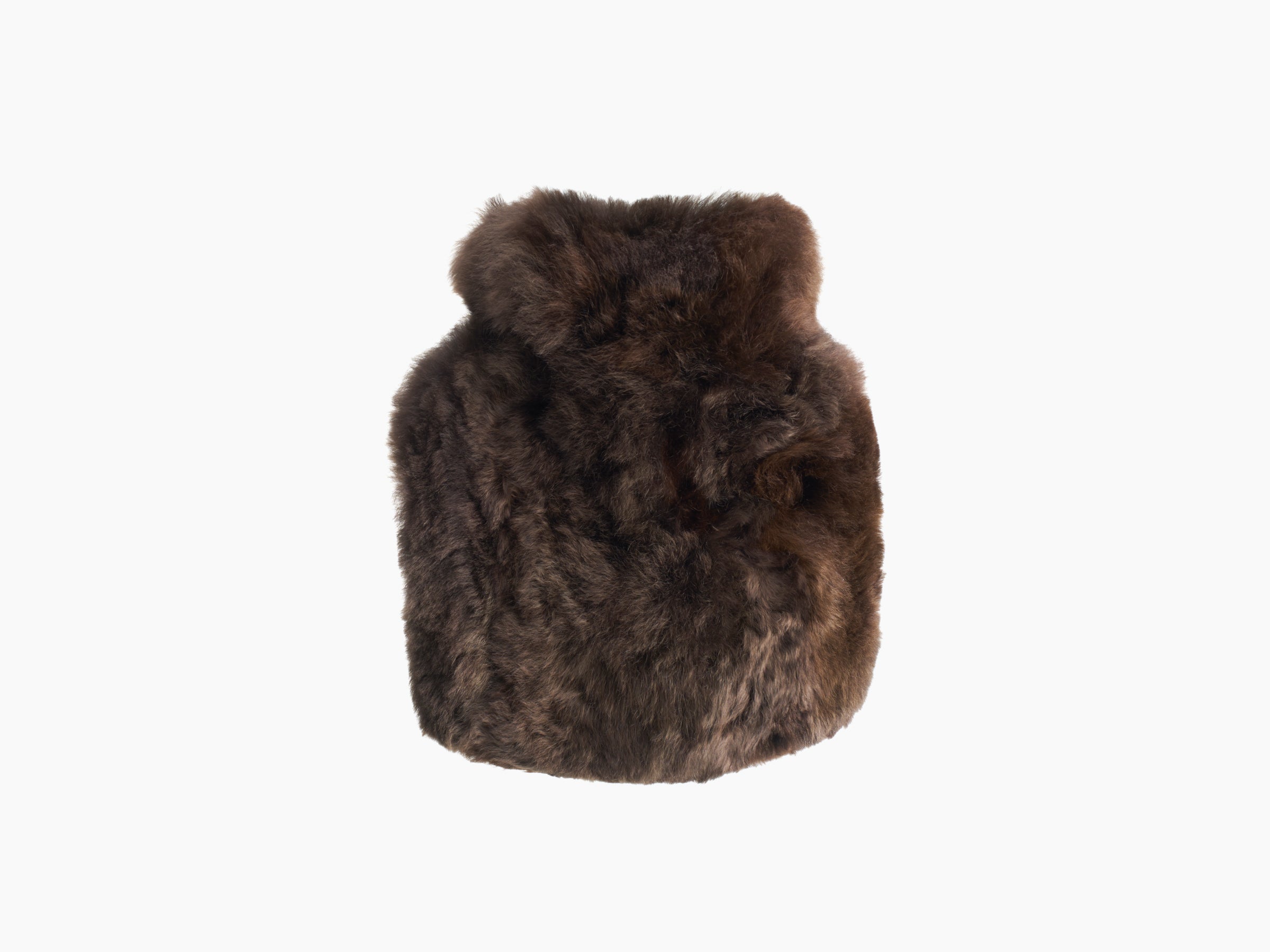 Dark brown plush alpaca wrapped hot water bottle CALMO 0.6L
