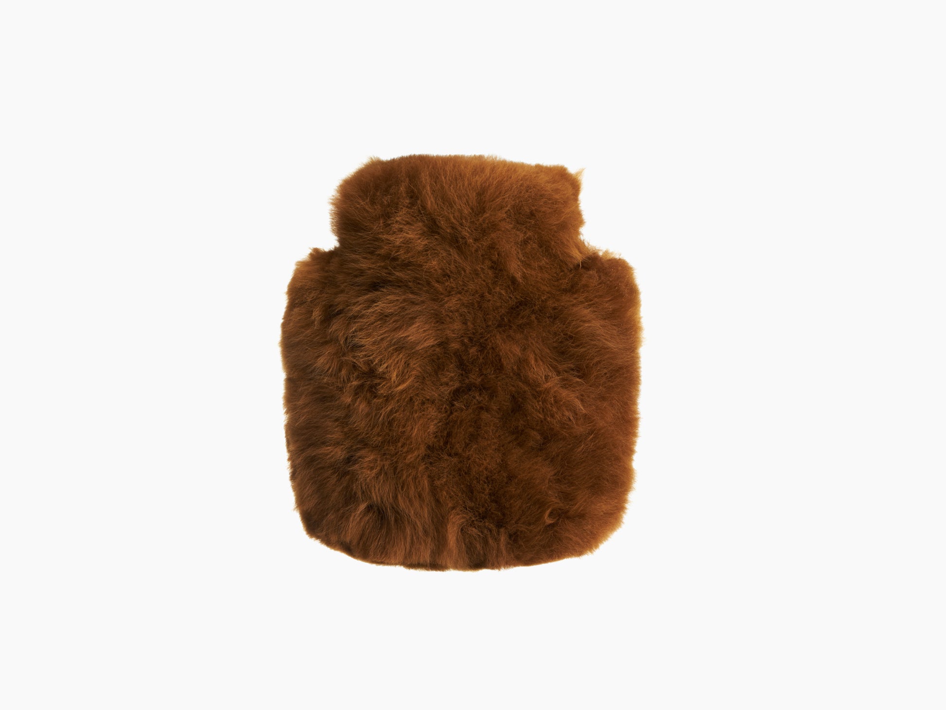 Brown plush alpaca fur CALMO 0.6L hot water bottle cover.
