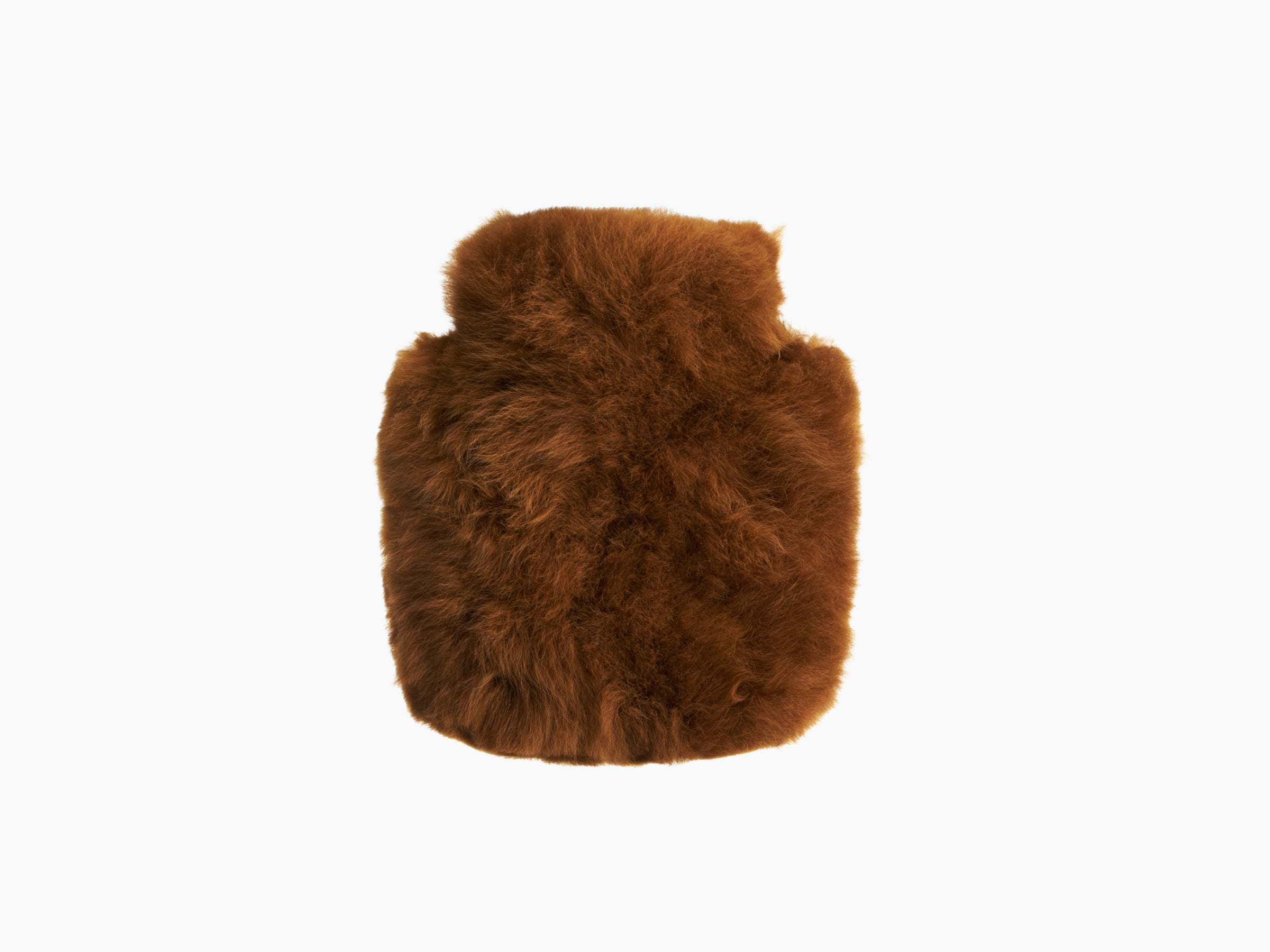 Brown plush alpaca fur CALMO 0.6L hot water bottle cover.