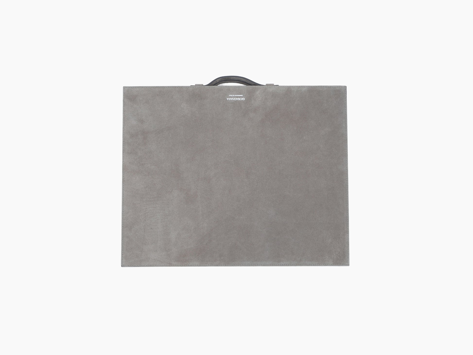 Closed Bond backgammon case in grey suede with a top handle
