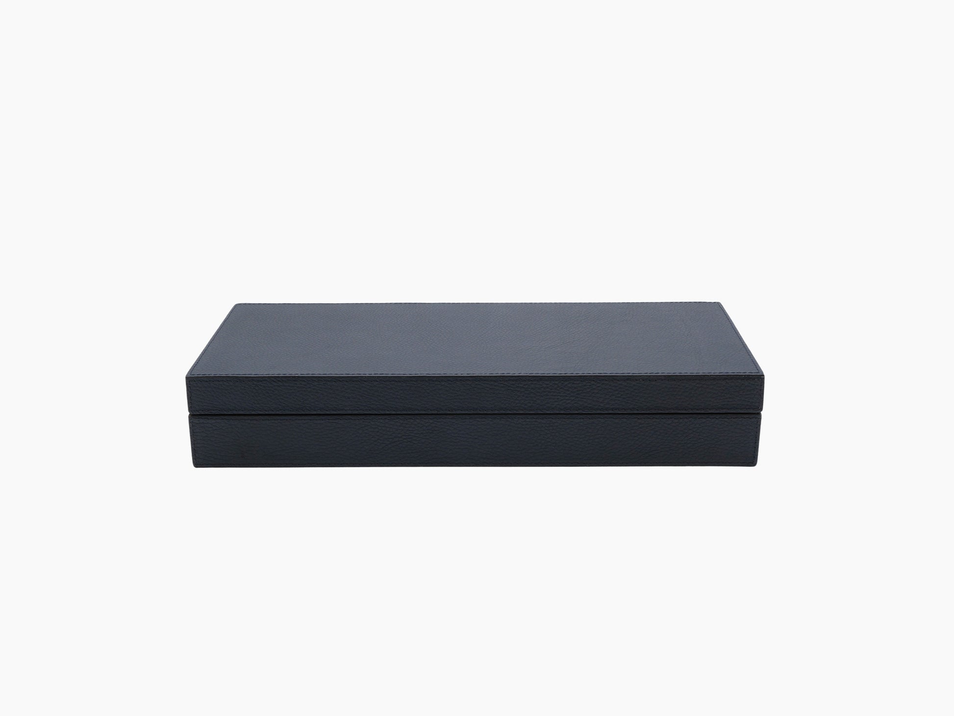 Closed leather poker case with a dark textured exterior and clean minimalist silhouette