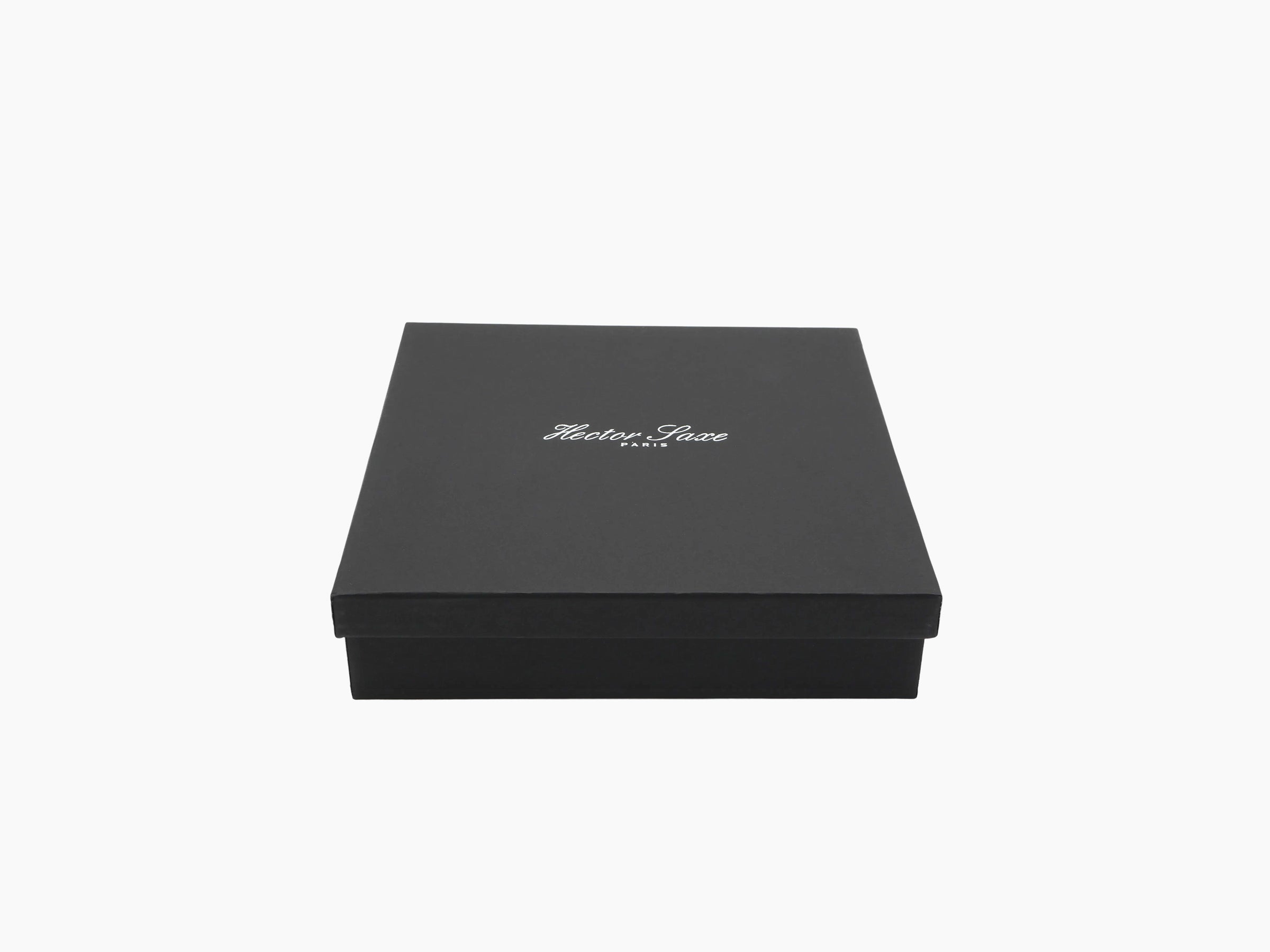 Closed black leather box for Deluxe Dominoes Ceramic Collection Buffalo Cremisi Black
