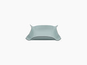 Light blue square Jack Valet Tray in leather with curved edges and dark edge trim