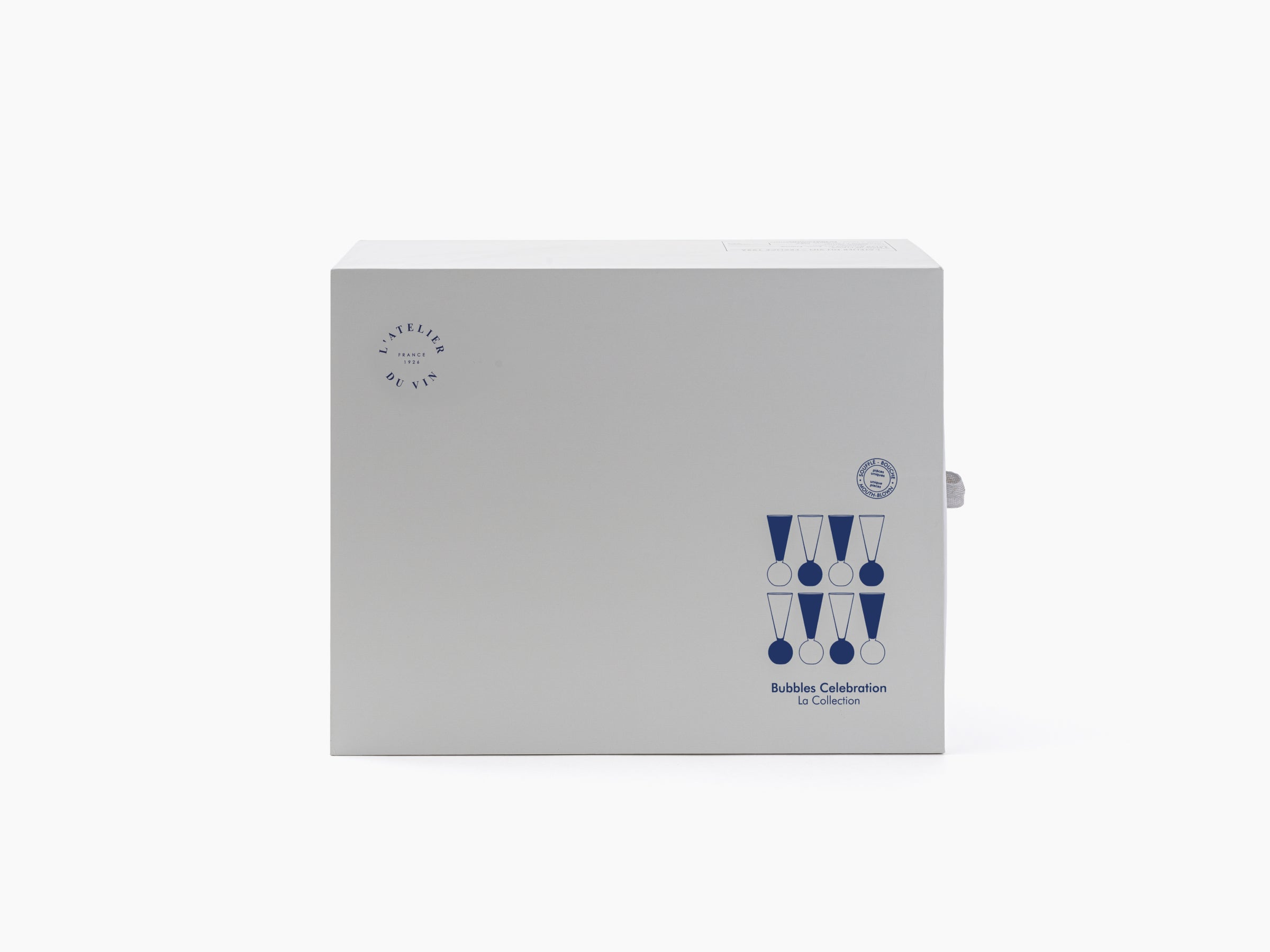 Light gray Bubbles Celebration La Collection box with a blue emblem and medal graphic