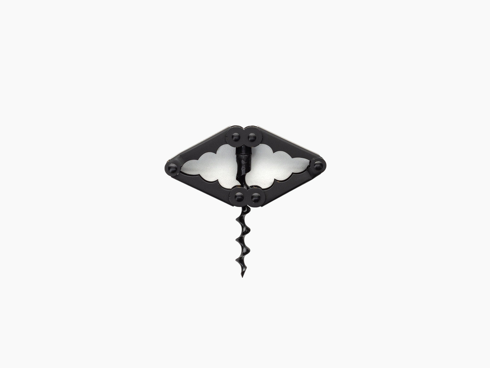 Pocket Collector Black corkscrew with diamond frame and spiral worm