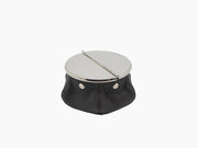 Laurence Bean Bag Ashtray with black leather base and polished chrome top.