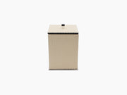 Firenze Manicure Set storage box in beige woven texture with lid.