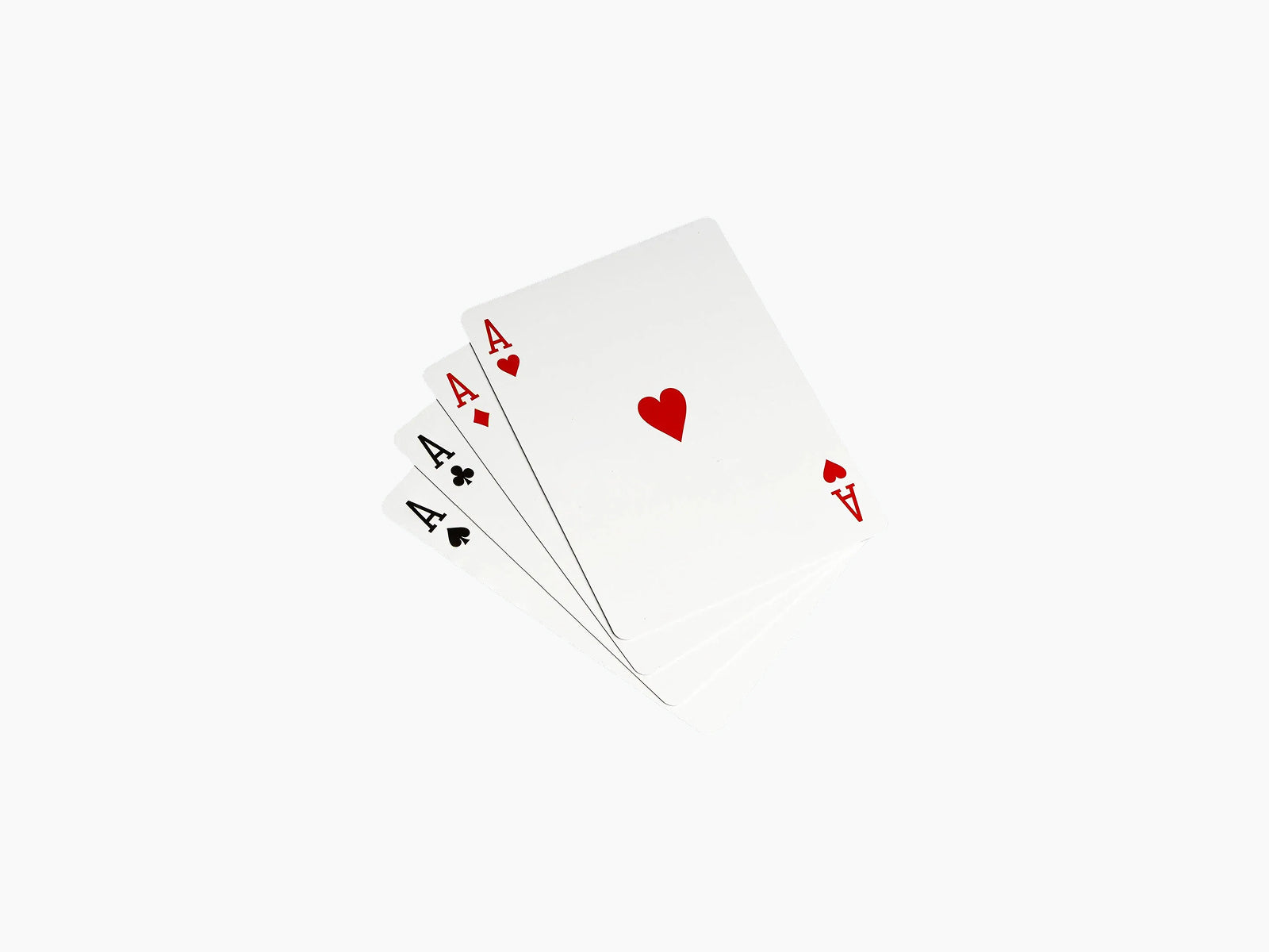 Four aces fanned on a white background with Ace of Hearts on top.