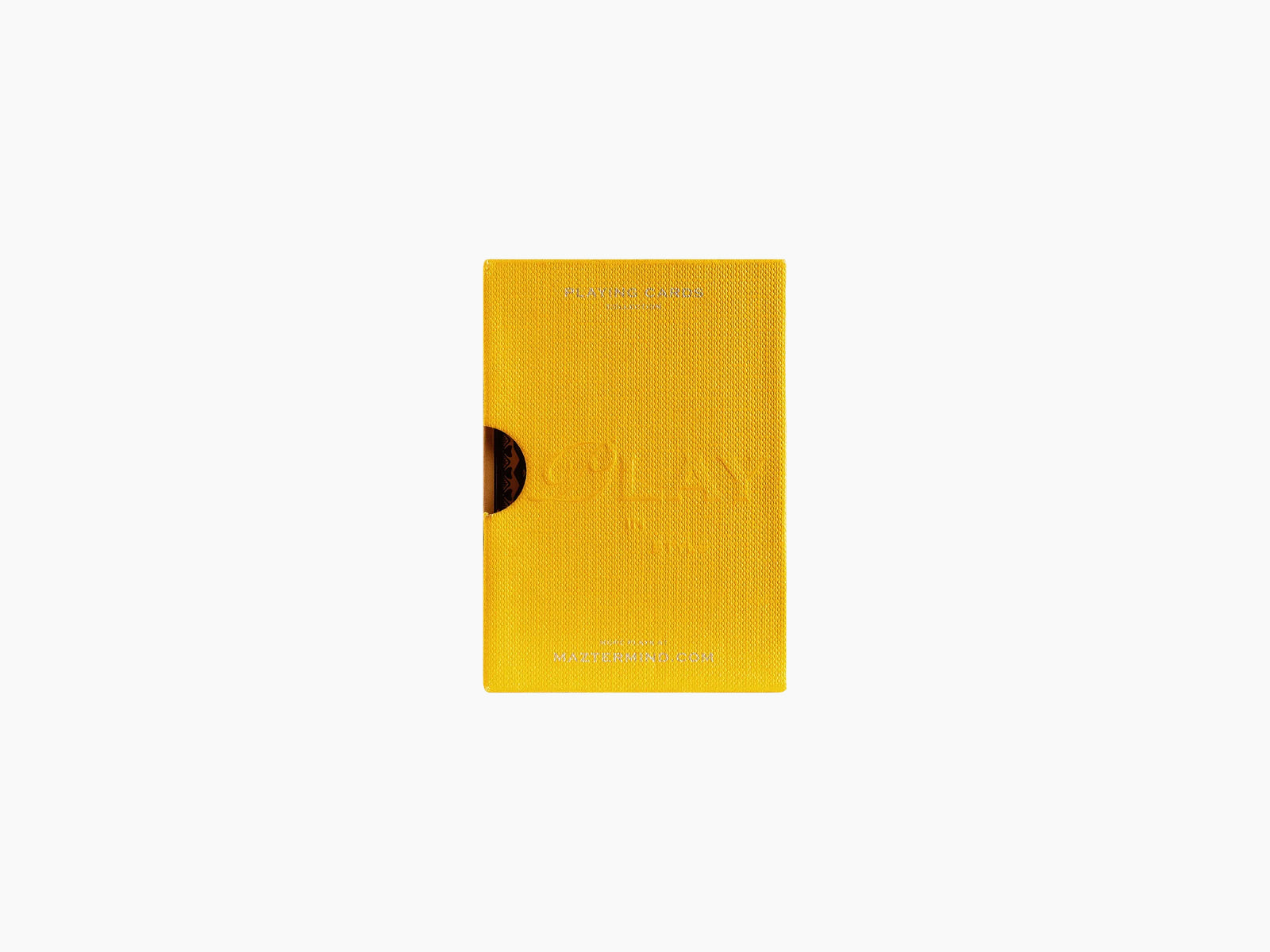 Yellow Championship Playing Cards box with decorative border and a left side circular cutout.