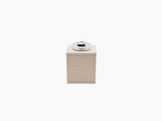 Monogram Table Lighter in cream padded leather with Elie Saab monogram and polished palladium top.