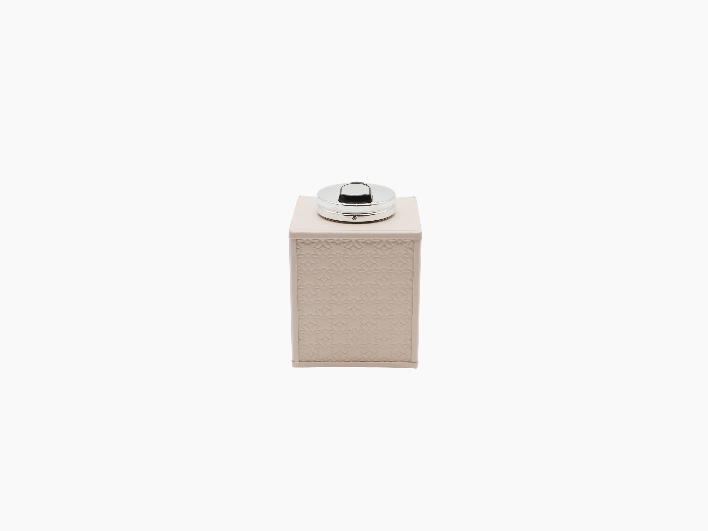 Monogram Table Lighter in cream padded leather with Elie Saab monogram and polished palladium top.