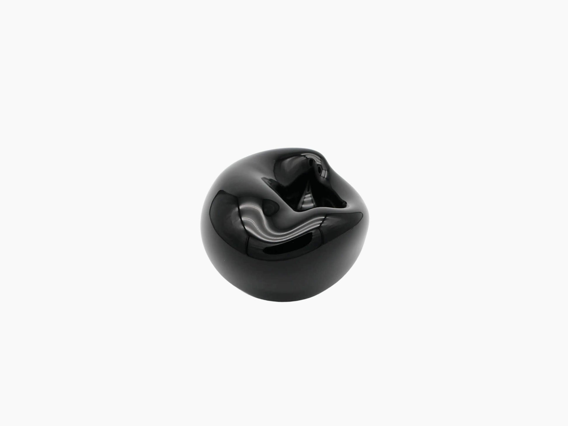 Vessel Small Obsidian Black hand blown glass sculpture with an organic opening