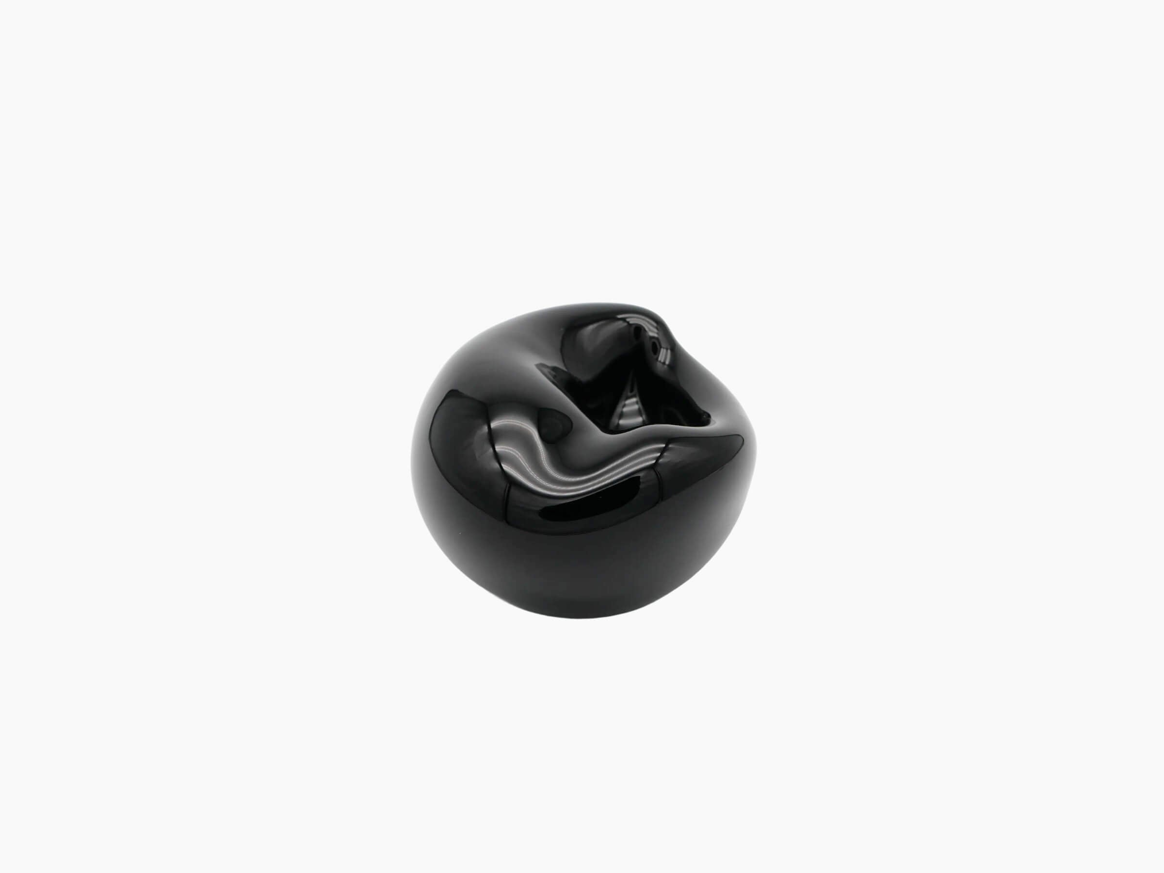 Vessel Small Obsidian Black hand blown glass sculpture with an organic opening