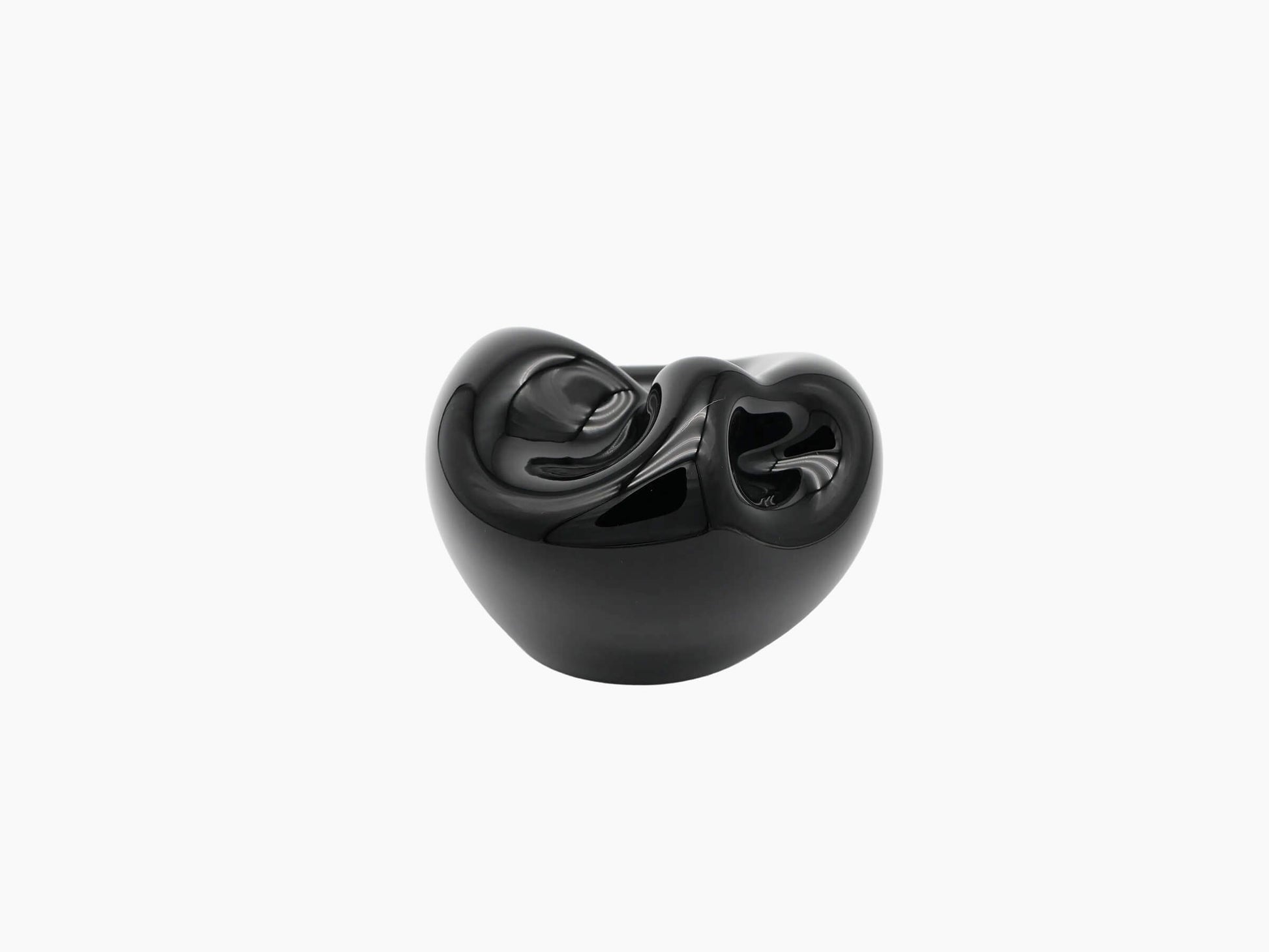 Obsidian Black Vessel Large showing a smooth glossy surface and organic sculptural silhouette