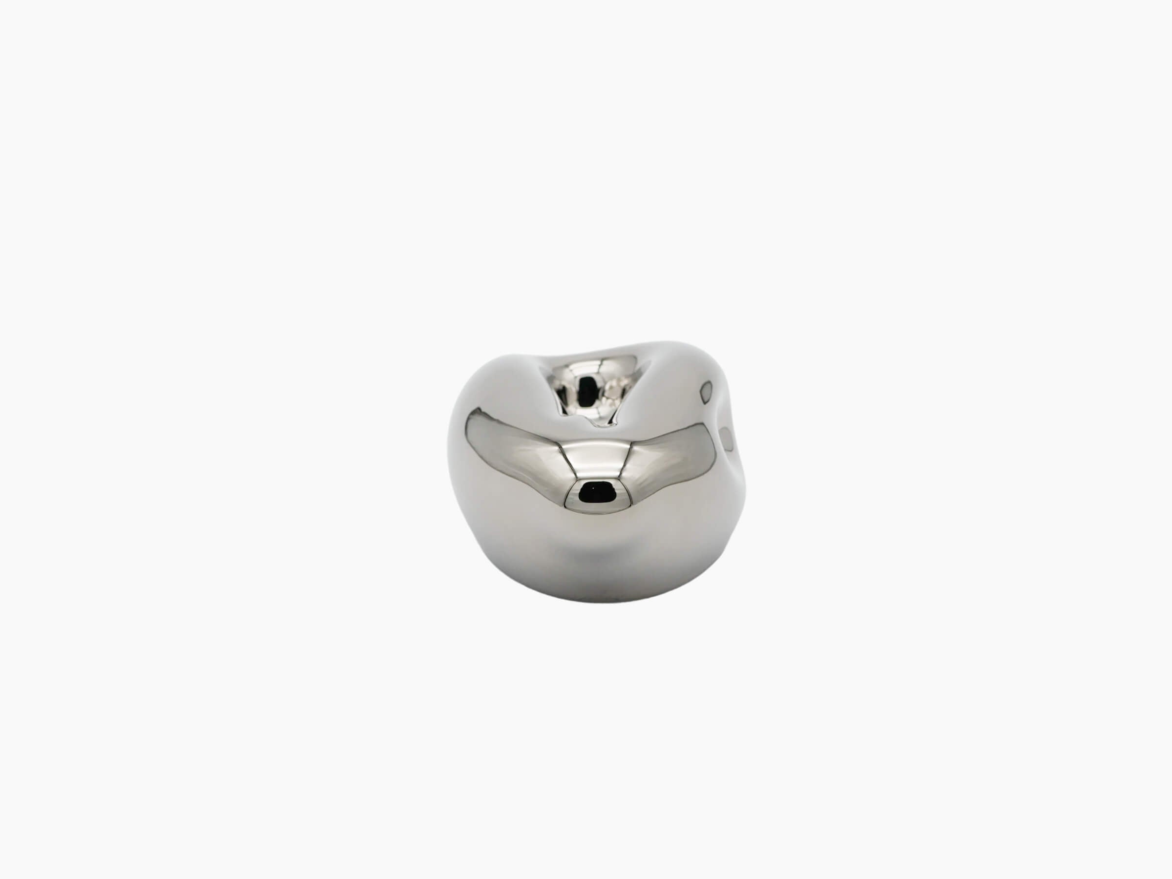 Vessel Small Mercury Silver glass sculpture with a highly reflective mirrored finish