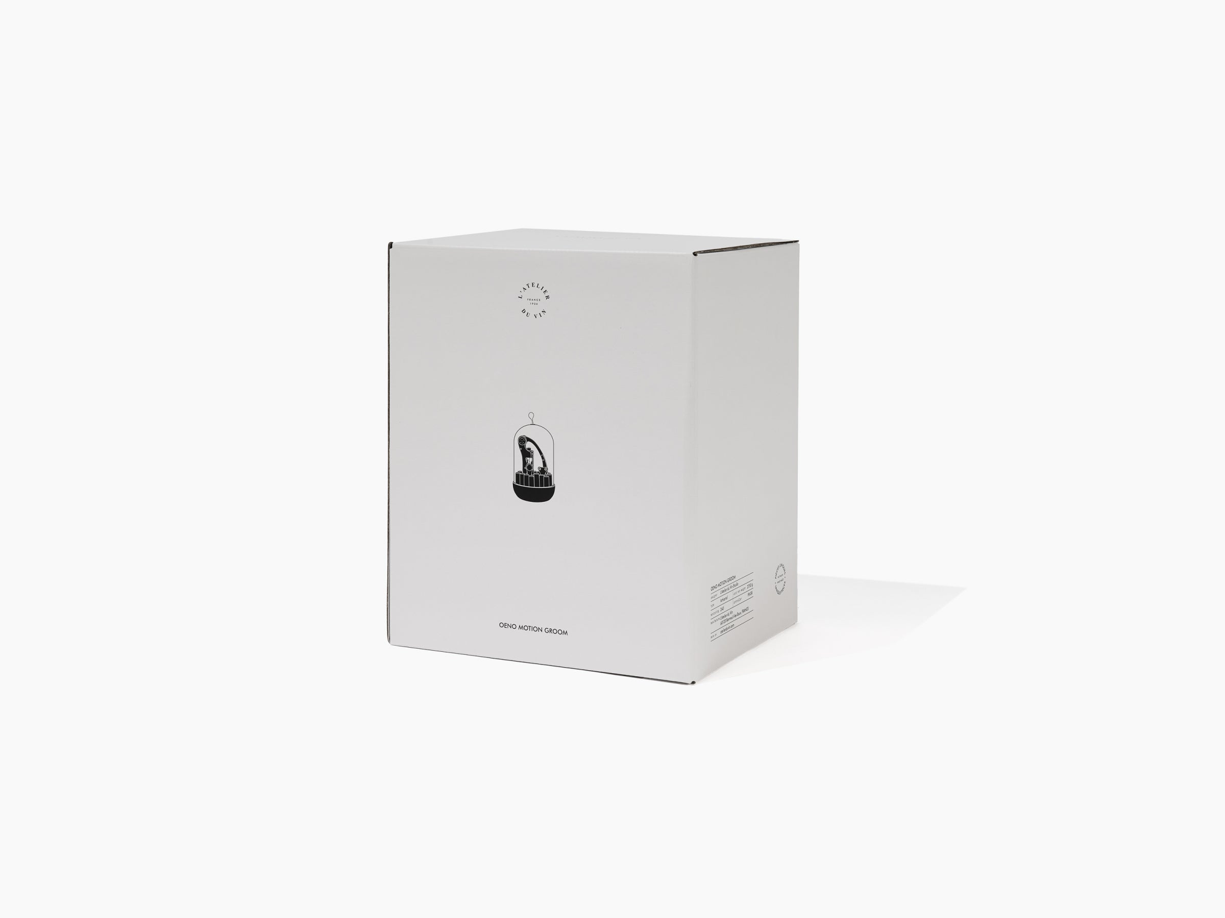 Oeno Motion Groom packaging box with a small black illustration on a white background