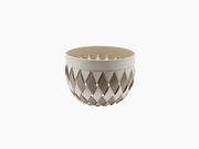 Canaria Small Basket braided Antibes leather with a diamond pattern in cream tones and nail accents