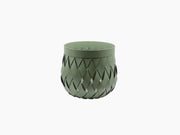 Green Canaria medium basket with braided leather diamonds and a smooth top rim