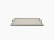 Large Dedalo Tray in beige Florentine leather with chrome handles.