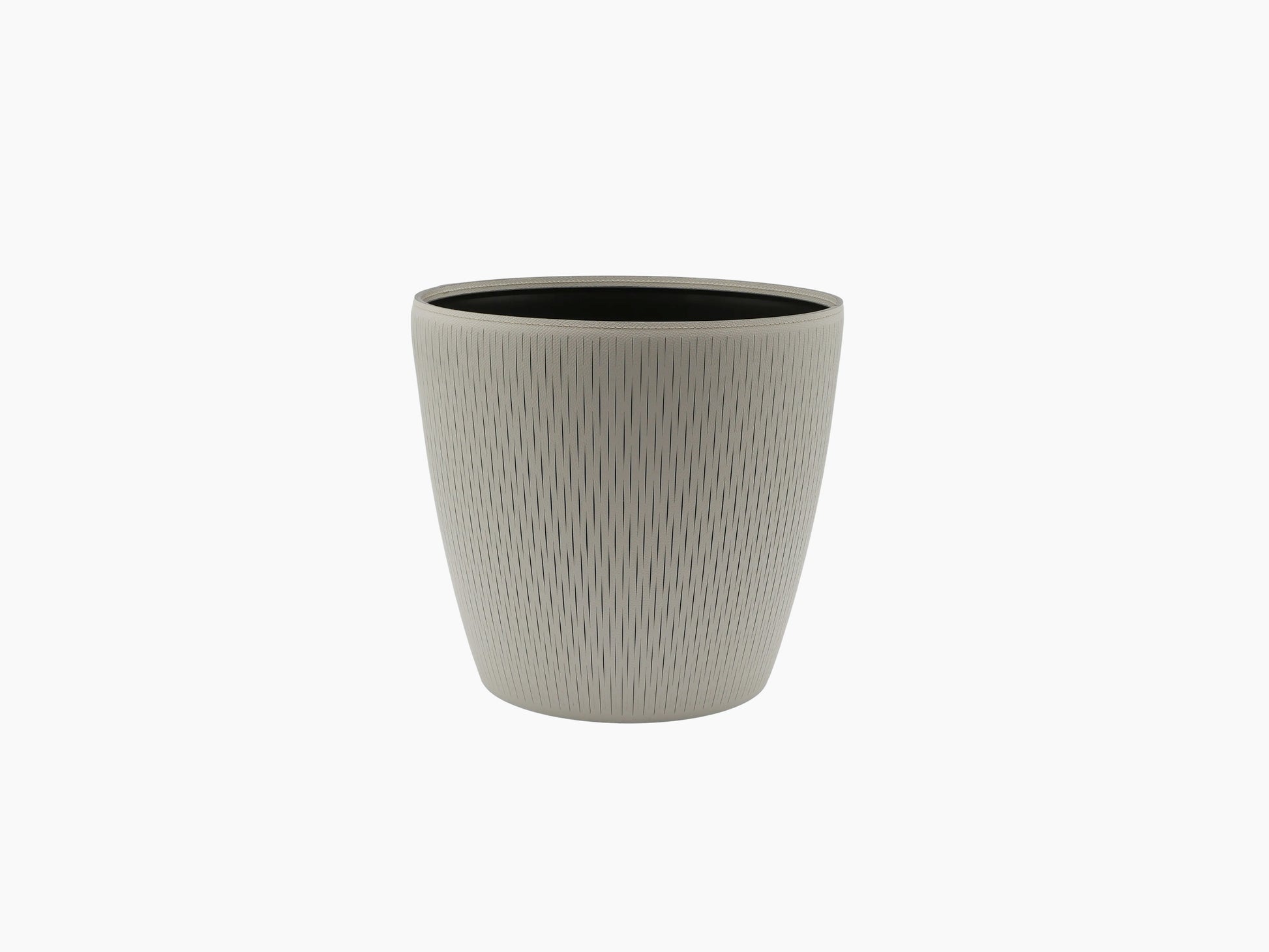 Large Silvy flower pot in light taupe with a vertical ribbed texture