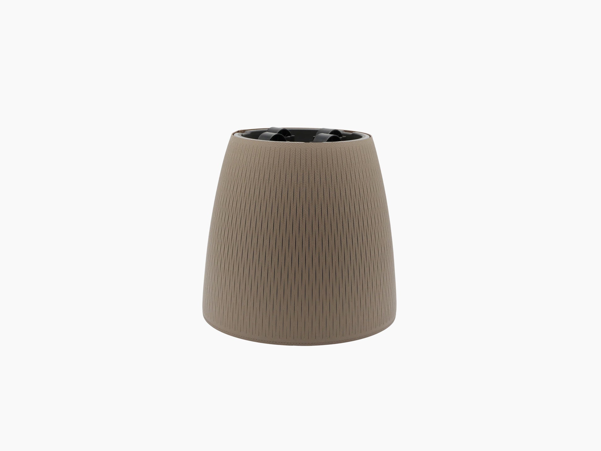 Large Silvy Flower Pot in taupe with ribbed surface and discreet wheels.
