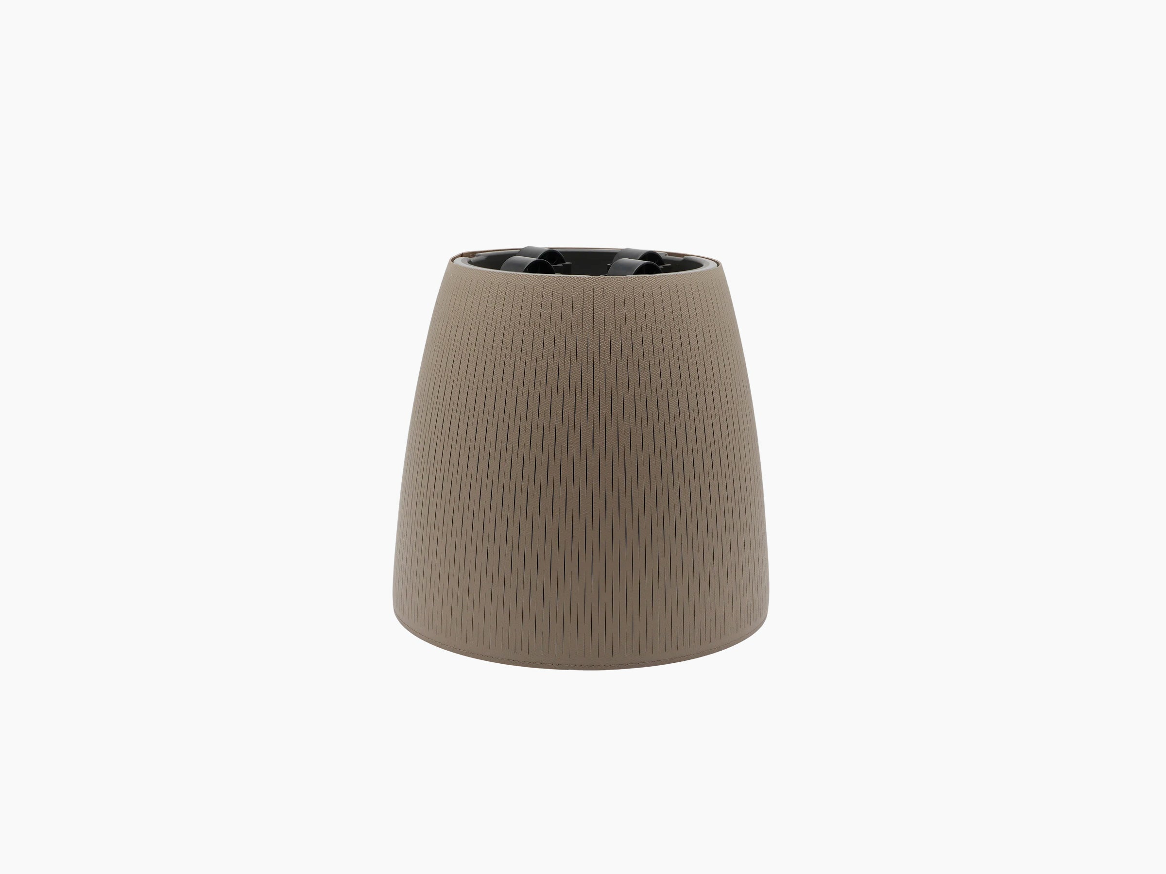 Large Silvy Flower Pot in taupe with ribbed surface and discreet wheels.