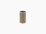 Olimpia round toothbrush holder wrapped in beige waterproof leather with chrome trim