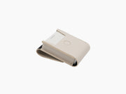 Beige Pelle Frau leather playing card pochette with a card visible in the slot