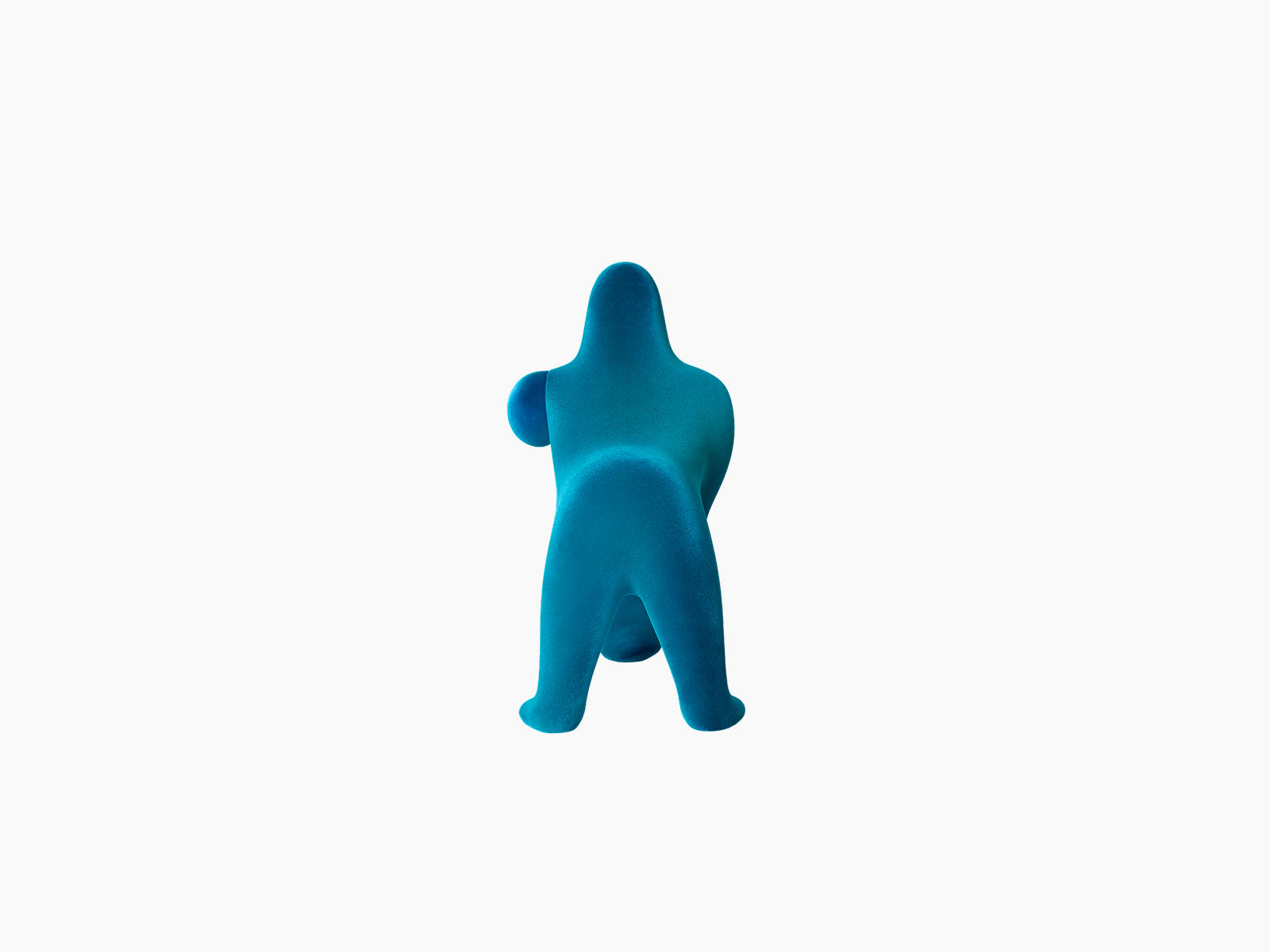 Kong XS lamp in velvet light blue shaped like a gorilla with an adjustable arm for directing light