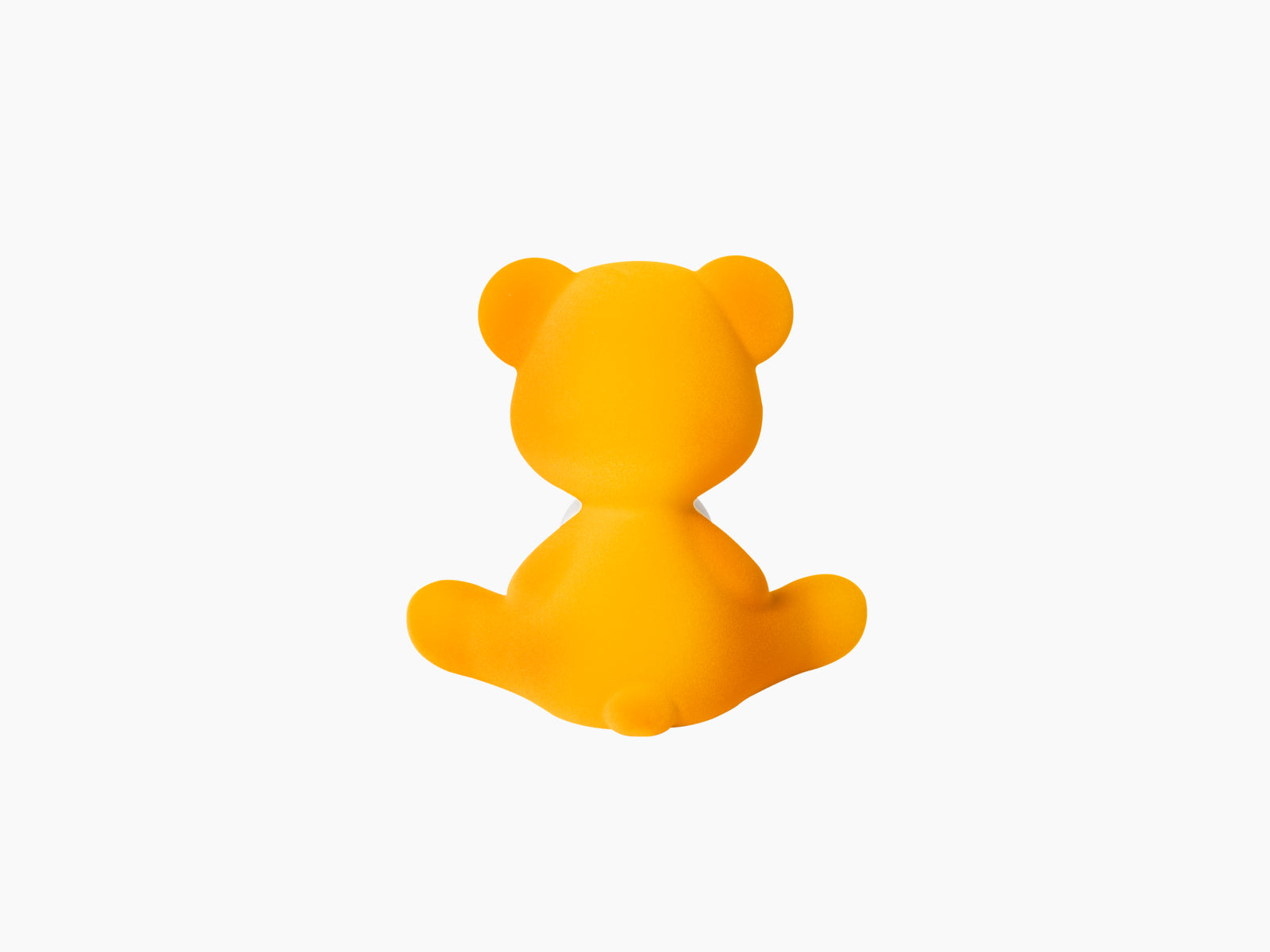 Back view of Velvet Dark Gold Teddy Girl lamp showing the bear's rounded ears and seated posture