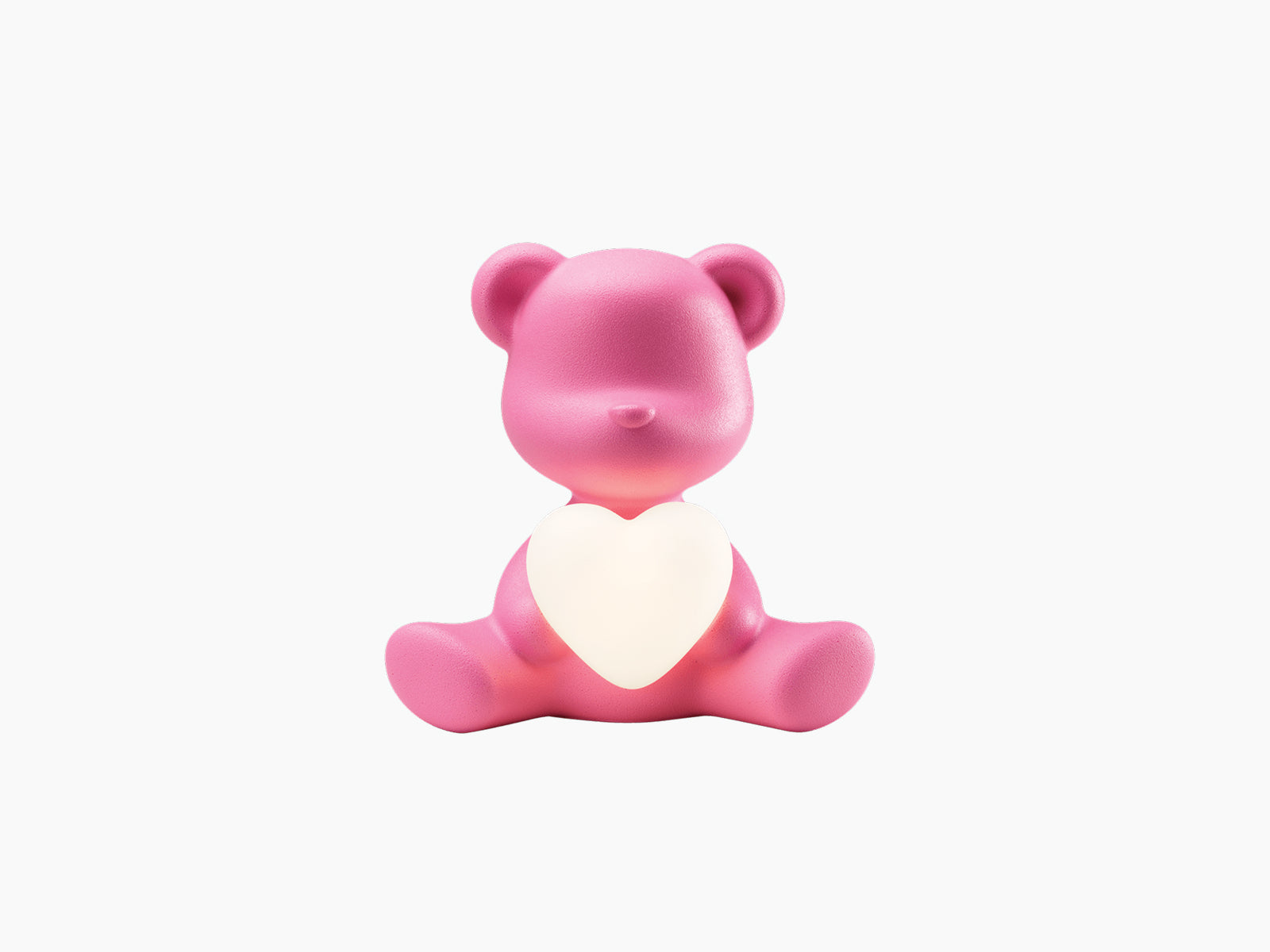Pink Teddy Love LED Lamp XS bear with a white heart accent