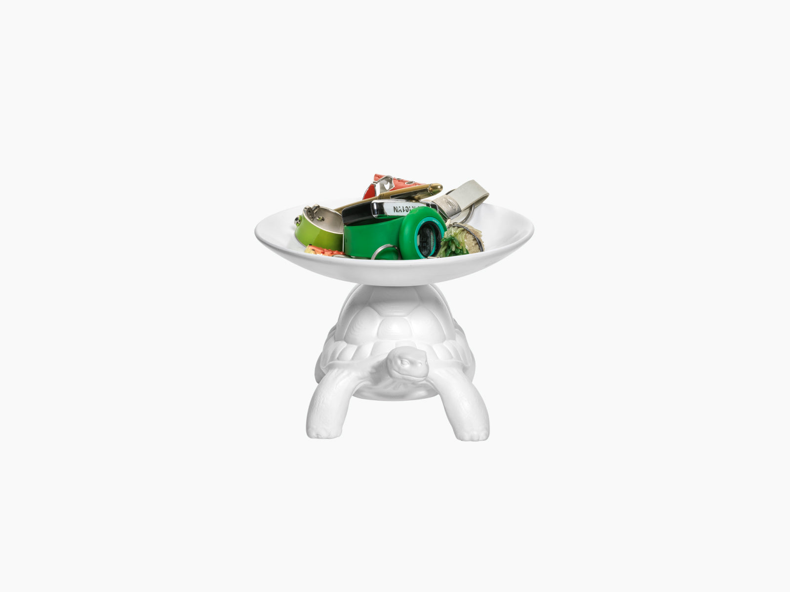 White Turtle Carry XS ceramic pocket tray with a shallow dish on a turtle shaped base.