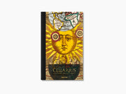 Cellarius Harmonia Macrocosmica atlas cover with a radiant sun and celestial map motif