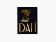 Dali The Complete Paintings book cover with black background gold Dalí lettering and a surreal sculpture illustration