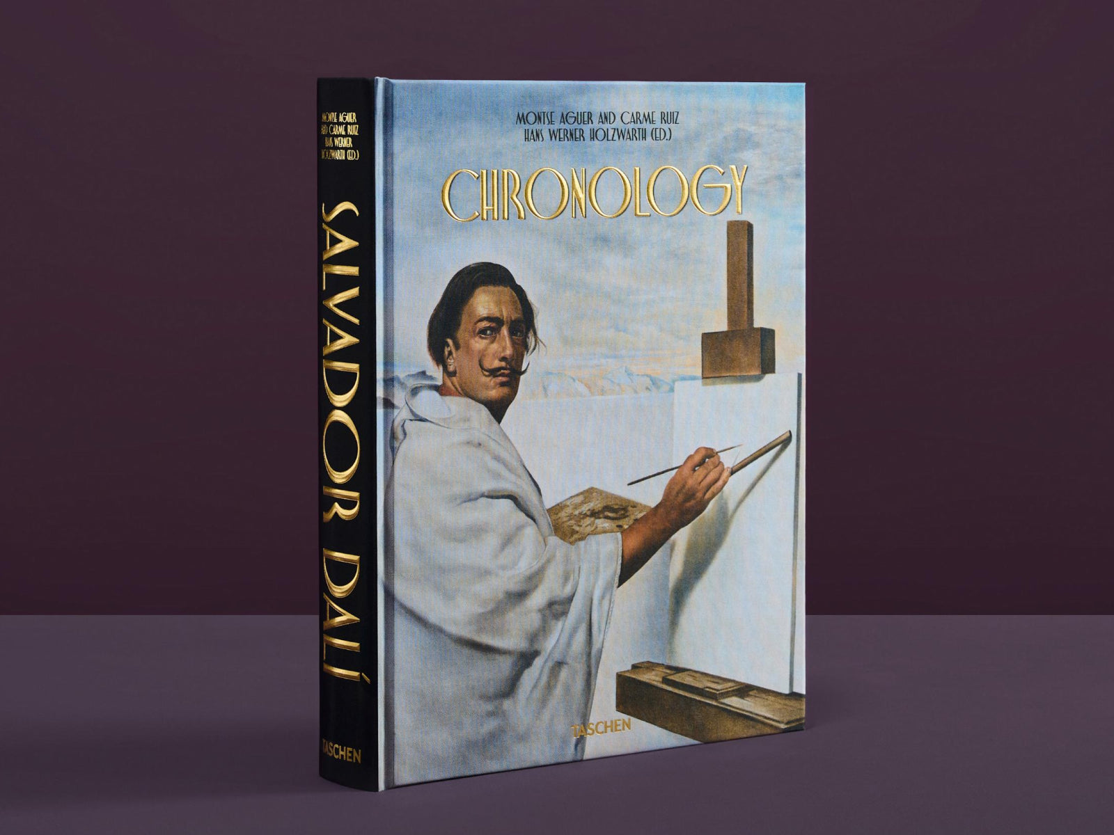 Dalí Chronology Taschen edition front cover with blue painting and gold typography