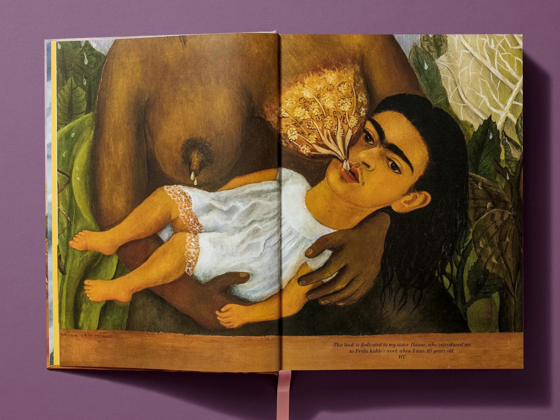 Contents page from Frida Kahlo Complete Paintings featuring a portrait of Frida in a suit against a pale background.