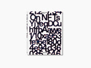 Front cover of the On NFTs book with bold overlapping blue and black number graphics on white.