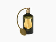 Room spray Ernesto Leather and Tobacco in dark green ribbed glass bottle with gold label and spray neck