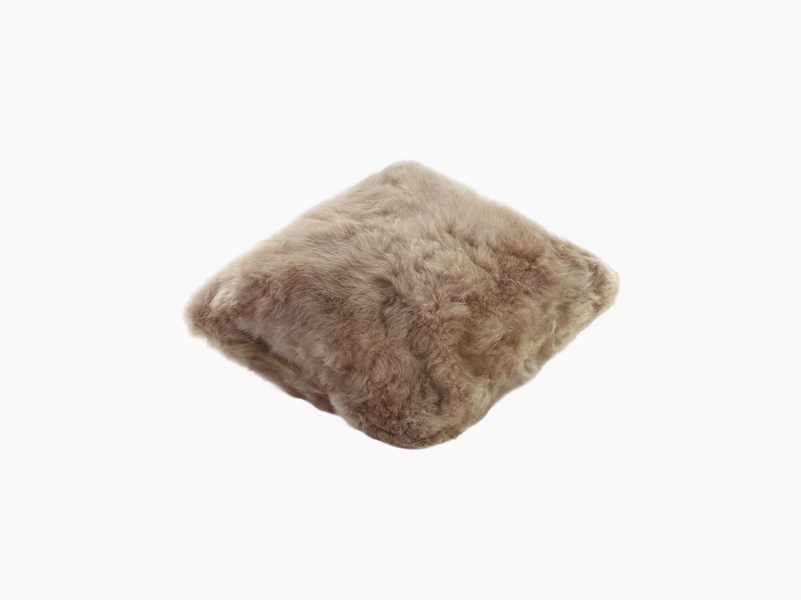 Cushion NUBE fluffy beige alpaca fiber cushion resting on a white background