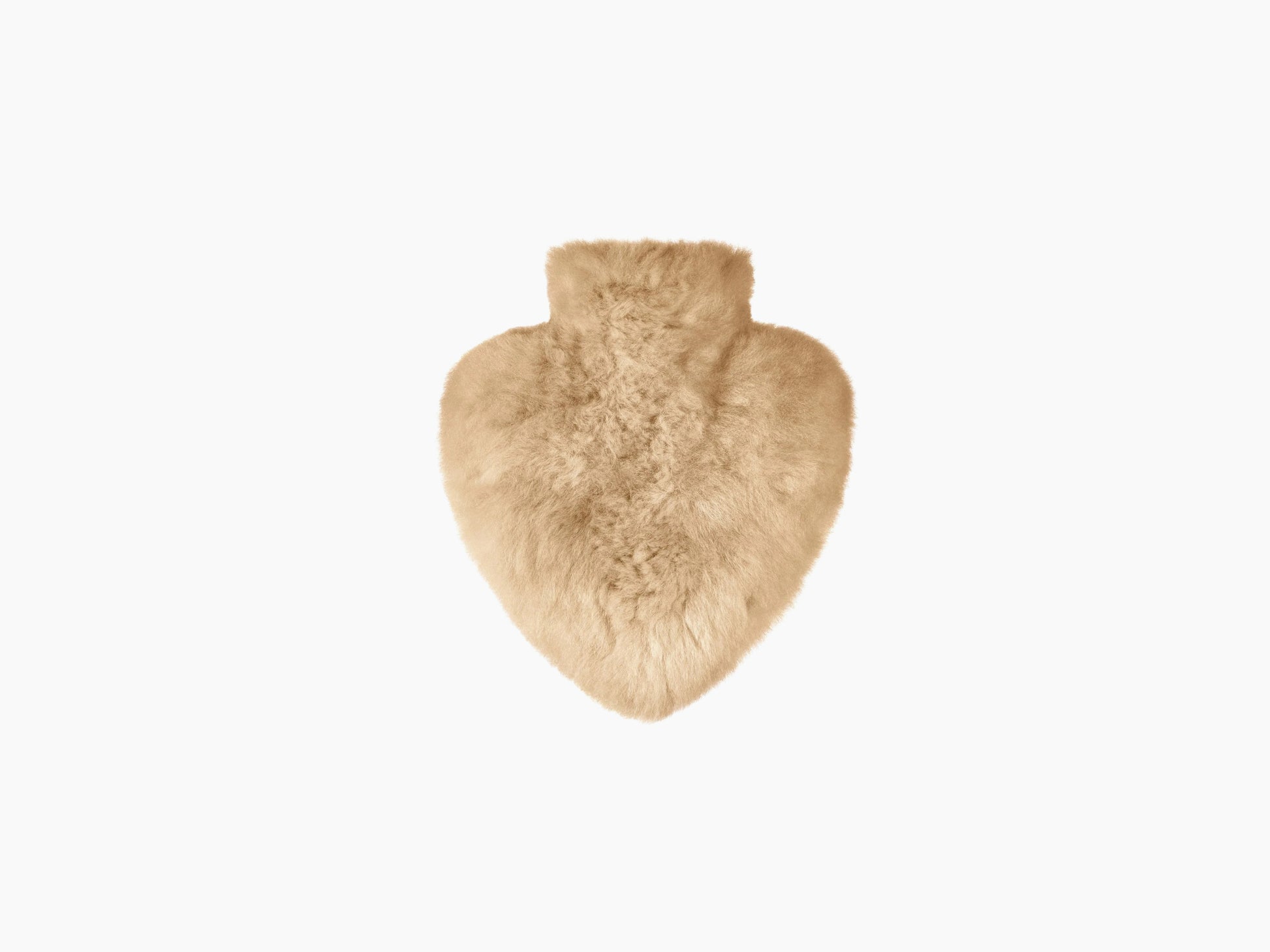 Soft beige heart shaped alpaca hot water bottle